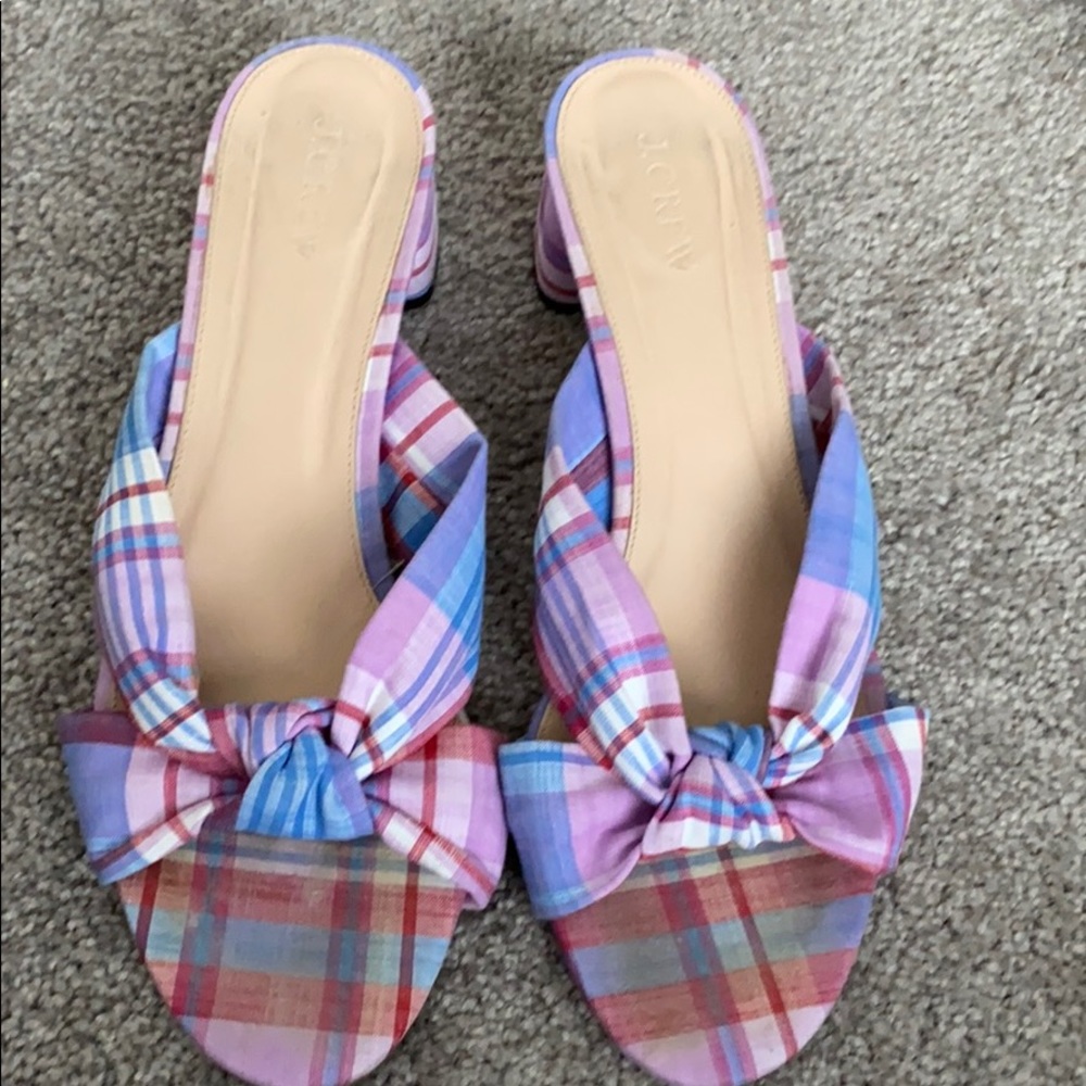 J crew madras mule sandals
